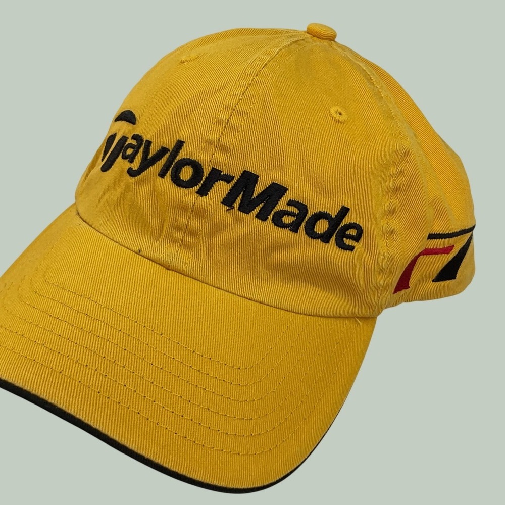 TaylorMade Golf Hat Yellow r7 rac Embroidered Flex Fit Cap S/M Mens Womens